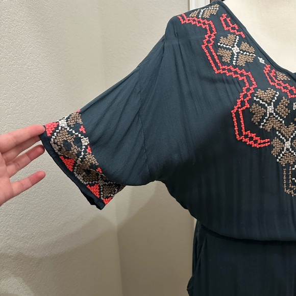 Anthropologie Yoana Baraschi Boho -  Embroidered Cross Stitch Dress EUC - Picture 4 of 12